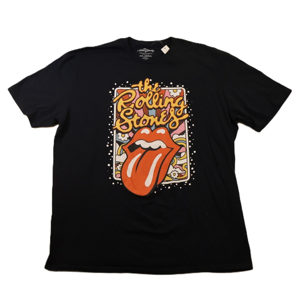 The Rolling Stones Mens XXL T-Shirt Black Retro Tongue Logo Graphic Tee‎
